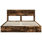 vidaXL Lit de Rangement Chêne fumé 180 x 200 cm Bois d'ingénierie