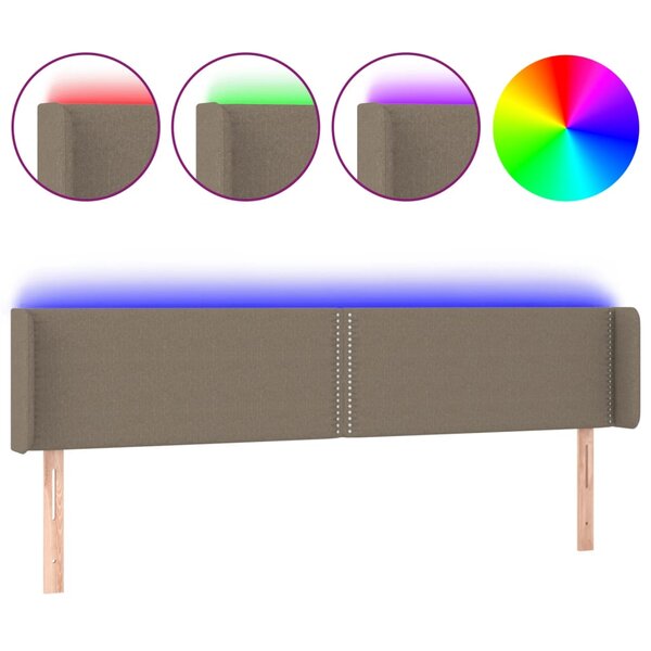 vidaXL Tête de lit à LED Taupe 203x16x78/88 cm Tissu