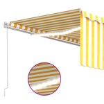 vidaXL Auvent manuel rétractable avec store et LED 4 5x3 m Jaune blanc