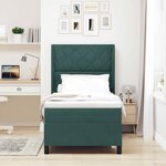 vidaXL Lit à Ressorts avec Matelas LED Vert foncé 90 x 200 cm Velours