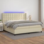 vidaXL Sommier à lattes de lit matelas LED Crème 200x200 cm Similicuir