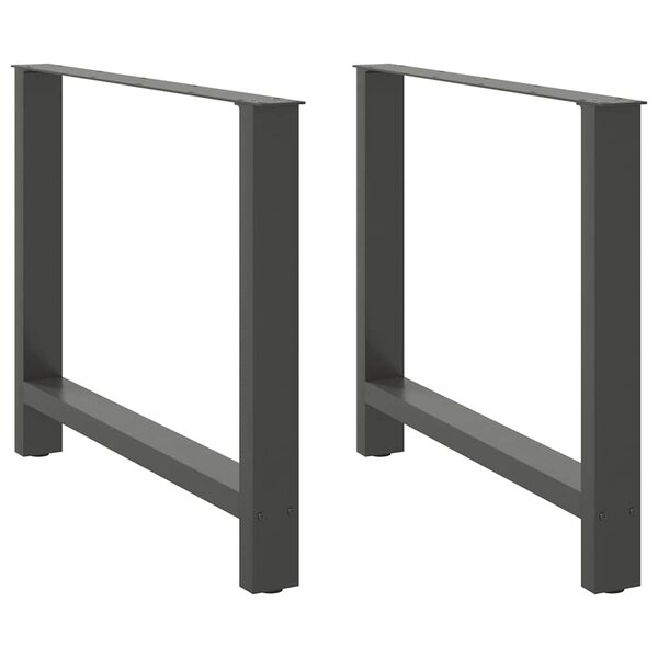vidaXL Pieds de table à manger Anthracite 2 pièces 100 x (72-73) cm Acier