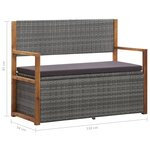 Vidaxl banc de rangement 110 cm résine tressée et bois d'acacia gris