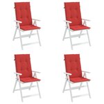 vidaXL Coussins de chaise de jardin dossier haut lot de 4 rouge tissu