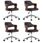 vidaXL Chaises pivotantes à manger lot de 4 bois courbé et similicuir