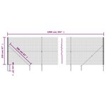 vidaXL Clôture en treillis métallique et ancrage anthracite 2 2x10 m
