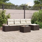 vidaXL Ensemble de canapé de jardin 6 Pièces Marron Poly rotin
