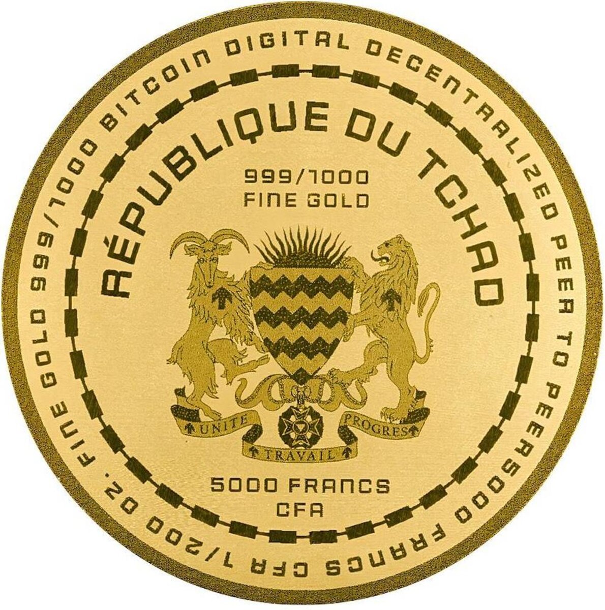 Pièce de monnaie en Or 5000 Francs g 0.155 (1/200 oz) Millésime Gold Gift  BITCOIN 1/200 - La Poste
