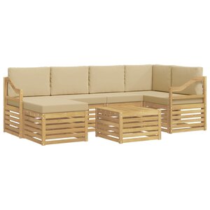 vidaXL Ensemble de canapés d'extérieur 7 pc Blanc et Beige Polyester