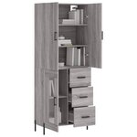 vidaXL Buffet haut Sonoma gris 69 5x34x180 cm Bois d'ingénierie
