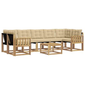 vidaXL Ensemble de canapés d'extérieur 8 Pièces Blanc et Beige