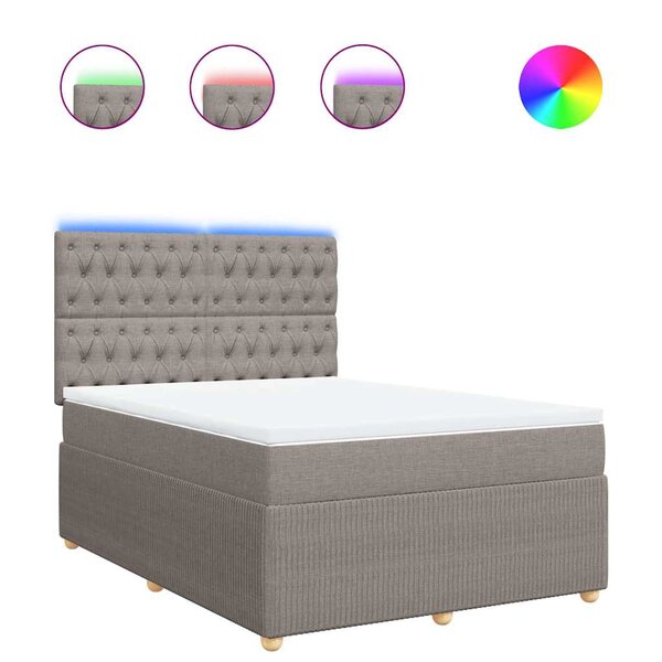 vidaXL Sommier à lattes de lit avec matelas Taupe 160x200 cm Tissu