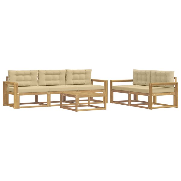 vidaXL Ensemble de canapés d'extérieur 6 pc Blanc et Beige