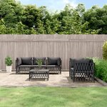 vidaXL Salon de jardin avec coussins 6 Pièces anthracite acier