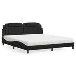 vidaXL Lit avec matelas noir 180x200 cm similicuir