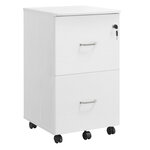 Caisson armoire de bureau mobile avec serrure 2 tiroirs système de blocage des roulettes rails de suspension réglables blanc 12_0004816