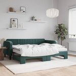 vidaXL Lit de jour avec gigogne et matelas vert foncé 90x200cm velours