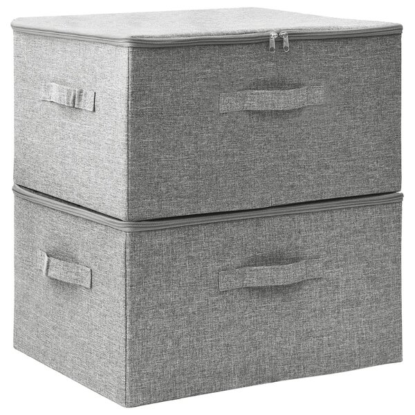 vidaXL Boîtes de rangement 2 Pièces Tissu 43x34x23 cm Gris