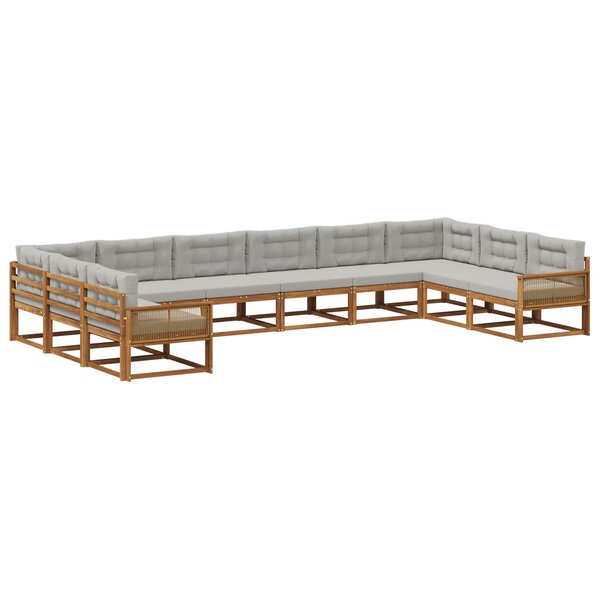 vidaXL Ensemble de canapés d'extérieur 10 pc Naturel et gris clair