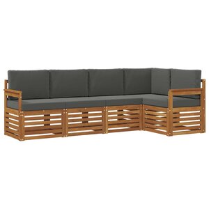 vidaXL Ensemble de canapés d'extérieur 5 pc Naturel et Anthracite