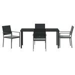 vidaXL Ensemble de salle à manger pour jardin 5 Pièces Noir Poly rotin