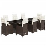 vidaXL Ensemble de bistro de jardin 9 Pièces coussins marron poly rotin