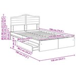 vidaXL Lit de Rangement Chêne fumé 135 x 190 cm Bois d'ingénierie