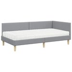 vidaXL Cadre de lit d'angle avec matelas Autre 2 Pièces Gris clair tissu