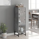 vidaXL Buffet avec portes en verre gris béton 35x37x120 cm