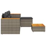 vidaXL Salon de jardin avec coussins 3 Pièces gris résine tressée