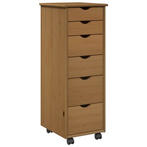 vidaXL Cabinet roulant avec roue Marron miel 34 x 39 x 93 5 cm