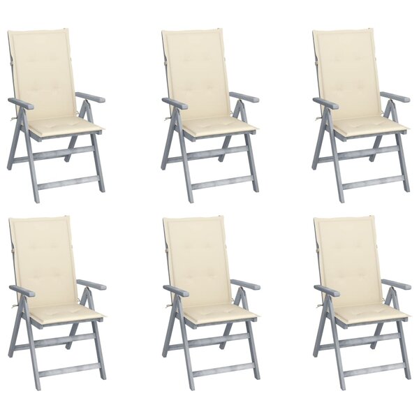 vidaXL Chaises inclinables de jardin lot de 6 et coussins Bois acacia