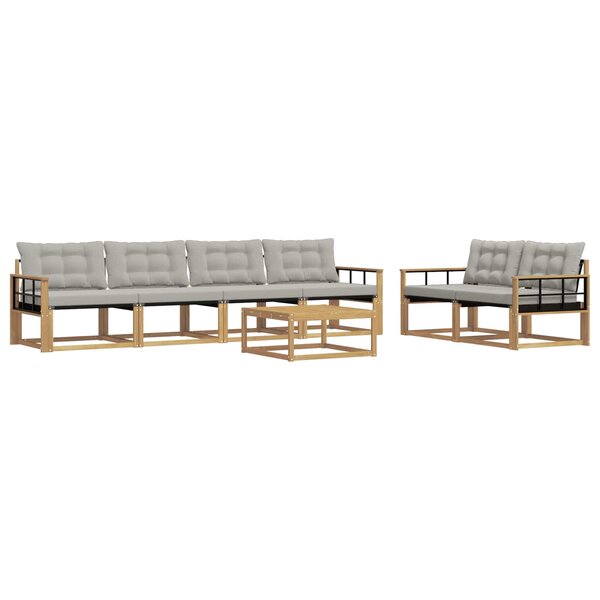 vidaXL Ensemble de canapés d'extérieur 7 pc Blanc et gris clair