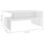 vidaXL Table basse Blanc brillant 90x60x42 5 cm Aggloméré