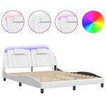 vidaXL Cadre de lit avec lumières LED blanc 160x200 cm similicuir