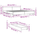 vidaXL Cadre de lit avec tiroirs sans matelas sonoma gris 200x200 cm