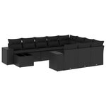 vidaXL Salon de jardin 11 Pièces avec coussins noir résine tressée