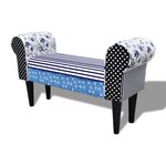 Banc banquette design avec patchwork bleu et blanc 02_0010995