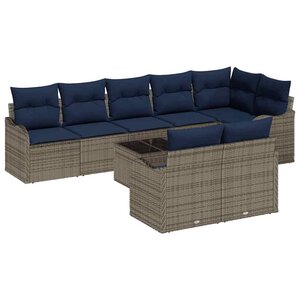 vidaXL Ensemble de canapé de jardin 9 Pièces Gris polyrotin