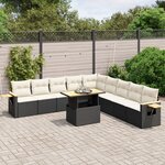 vidaXL Salon de jardin 11 Pièces avec coussins noir résine tressée