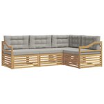 vidaXL Ensemble de canapés d'extérieur 4 Pièces Blanc et gris clair