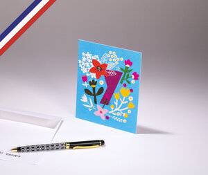 Carte simple bouton d'or créée et imprimée en france - la lettre y