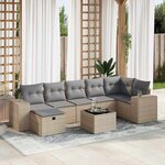 vidaXL Salon de jardin avec coussins 8 Pièces beige résine tressée