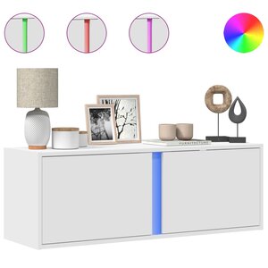 vidaXL Meuble TV mural avec lumières LED blanc 100x31x35 cm