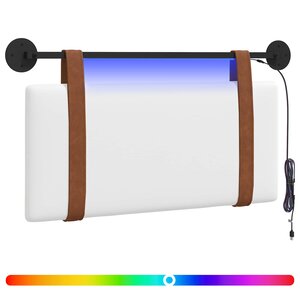 vidaXL Tête de lit suspendue Avec lumière LED Blanc PU antique