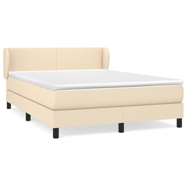 vidaXL Sommier à lattes de lit avec matelas Crème 140x200 cm Tissu