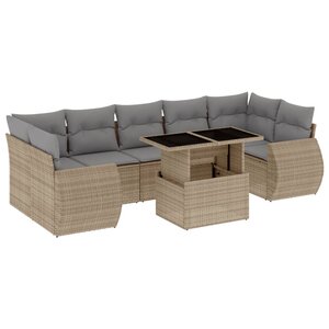 vidaXL Salon de jardin avec coussins 8 Pièces beige résine tressée