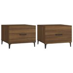 vidaXL Tables basses avec pieds en métal 2 Pièces Chêne marron 50x50x40cm