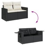 Ensemble de Canapé de Jardin vidaXL 8 Pièces avec Coussins Noir Rattan Poly Acacia