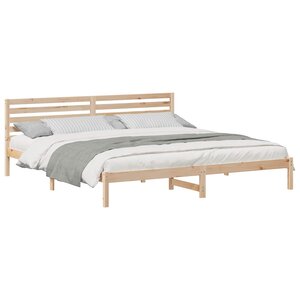 vidaXL Cadre de lit avec tête de lit Marron 180 x 220 cm Pin massif